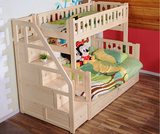 松木儿童床 双层子母床 实木高低床 可拆分梯柜上下床分体组合床