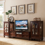 美式电视柜实木组合欧式简约客厅电视机柜地柜酒柜 复古住宅家具