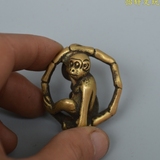 古董收藏品黄铜实心雕刻猴子滚环吊坠项链挂件老物件黄铜古玩杂项