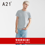 A21男装修身纯色圆领短袖T恤 休闲潮流半袖2016年夏季青年男体恤