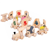 木质儿童玩具 十二生肖小火车 儿童益智玩具数字组合拖车节日礼物