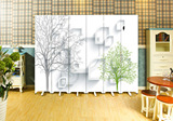 格林屏风 简约现代实木玄关隔断时尚客厅折屏移动家居抽象树座屏