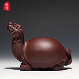 涧溪宜兴紫砂茶宠雕塑摆件 陈洪军长颈龟龙龙龟茶宠茶具工艺品