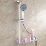 升降杆 太空铝增压花洒套装 浴室置物架 淋浴大花洒带软管和底座