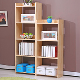 宜家简易实木书柜松木小型书架创意置物架自由组合架落地储物架