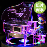 新年新款水晶玻璃钢琴音乐盒小女孩生日礼物八音盒儿童玩具送闺蜜