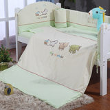 娃买乐婴儿床品三/五件套全棉刺绣被子床上用品儿童床单1.2m1.4米