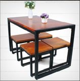 美式乡村铁艺实木桌椅组合铁艺长方形办公室会议桌铁艺简约小茶几