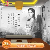 中式怀旧江南小镇旗袍美女墙纸客厅书房茶室无缝大型壁画餐厅壁纸