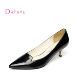 Daphne/达芙妮春季专柜新款女鞋 细跟中跟PU皮简约单鞋1015101003