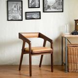 北欧宜家多功能餐厅餐椅简约靠背椅子纯实木扶手椅原木家用办公椅
