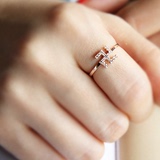 韩国进口首饰代购14k纯黄金玫瑰金满钻万字符细款时尚戒指环尾戒