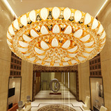 LED金色水晶灯吸顶灯聚宝盆小树叶客厅卧室酒店餐厅灯饰现代圆形