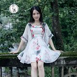 月芝猫原创设计  2016夏季新品改良中国风古风连衣裙短裙女1141A