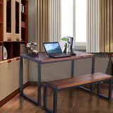 复古铁艺办公桌椅组合实木餐桌长方形会议桌子美式电脑桌长桌书桌