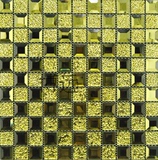 水晶玻璃马赛克瓷砖 金色电镀拼图厨房客厅电视背景墙贴