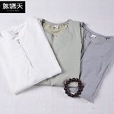 夏男士中国风棉麻T恤韩版宽松亚麻短袖上衣纯色大码圆领复古体恤