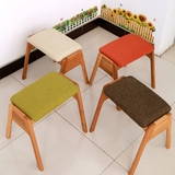 日式纯实木圆凳矮凳时尚餐椅简约宜家环保白橡木凳子梳妆凳方凳