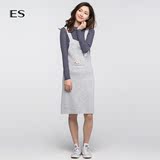 艾格 ES 2016春新品S条纹针织连衣裙两件套16032203761