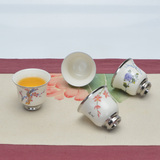 台湾建窑正品陶瓷具经典包银梅兰竹菊杯品茗杯子开片茶杯高单杯