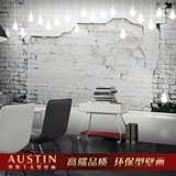 3D欧式个性立体白砖木板酒吧KTV书店卧室咖啡馆背景墙纸大型壁画