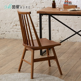 茵曼 现代简约中式全实木靠背家用餐椅橡木温莎转椅休闲木制椅子