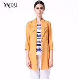 NAERSI/娜尔思夏装新款七分袖小西装中长风衣外套开襟上衣女
