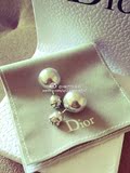 【巴黎岛代购】Dior* 蕾丝银色双珠耳钉