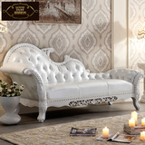 高档欧式真皮贵妃椅小户型美式实木雕花美人榻卧室躺椅单个沙发Z3