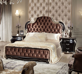 欧式新古典银箔布艺床1.8米实木床公主床别墅高端奢华软靠双人床
