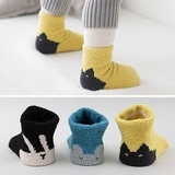 韩国新款婴儿童冬季睡眠袜男女宝宝加厚珊瑚绒防滑地板袜可爱卡通