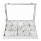高档冰花绒欧式韩国公主饰品首饰盒15格项链吊坠展示收纳箱