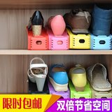 8个包邮 糖果色韩式加厚一体式鞋架收纳鞋柜简易塑料鞋架双层鞋架