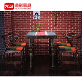 铁艺餐桌椅loft主题餐厅实木时尚拼色混搭咖啡厅铁椅子创意餐桌椅