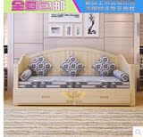 特价包邮多功能实木沙发床小户型实木推拉床客厅双人组合沙发