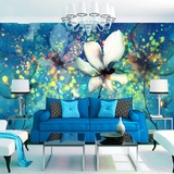 大型壁画沙发客厅壁纸卧室电视背景墙墙纸3D梦幻花卉森林田园