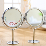韩国创意化妆镜台式双面镜宿舍公主镜不锈钢浴室高清简约台面镜