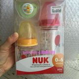 香港代购 NUK宽口径玻璃奶瓶安抚奶嘴套装0-6m 新生儿礼盒套装