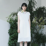 TYAKASHA塔卡沙白色肌理棉布刺绣连衣裙JYF34