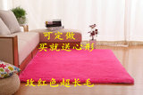 可水洗丝毛客厅卧室茶几床边地毯可定做订制满铺超长毛玫红地毯