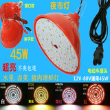 12V夹子LED生鲜水果低压电瓶灯12V-80V通用品字线45W黄红光猪肉灯