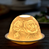 妙HOME 精细雕花 陶瓷浮雕 陶瓷灯 法式烛台