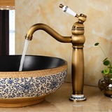 新款卫浴复古欧式 全铜仿古面盆水龙头 冷热洗手盆 陶瓷台盆龙头