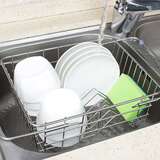 碗架水池洗菜水槽沥水篮304不锈钢碗碟架厨房置物架收纳架可伸缩