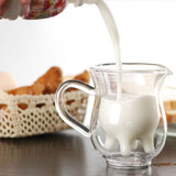 九猪 奶牛早餐杯 儿童牛奶杯 微波炉 保温牛奶杯 双层玻璃 奶牛杯