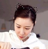 韩国新款猫耳朵发箍发卡镶钻 可爱猫耳朵发箍头箍兔耳朵发箍韩版