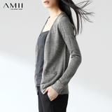 艾米AMII旗舰店2016春秋新款修身羊毛针织衫女装薄款针织开衫外套