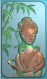 新款精雕图挂件玉雕侍女浮雕图美女竹子46牌灰度图 雕刻图