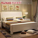 木诺  实木床 橡木床 双人床 现代简约 白色床 1.5 1.8米可配高箱