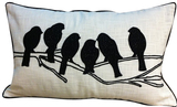 简约现代小鸟长方形枕套 沙发靠枕汽车靠背 样板间布艺靠垫含芯